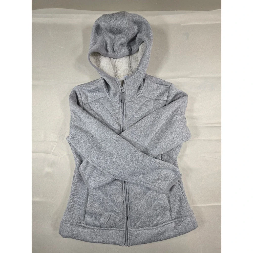 Time and Tru Womens Gray Sherpa Lined Full Zip Hoodie Jacket Size M 8-10 - Picture 2 of 7